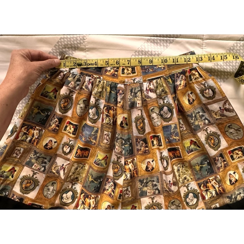 ANTIPODIUM London 100% Silk Mini Skirt "Exclusive Print" Renaissance Art US 6 - Picture 5 of 15